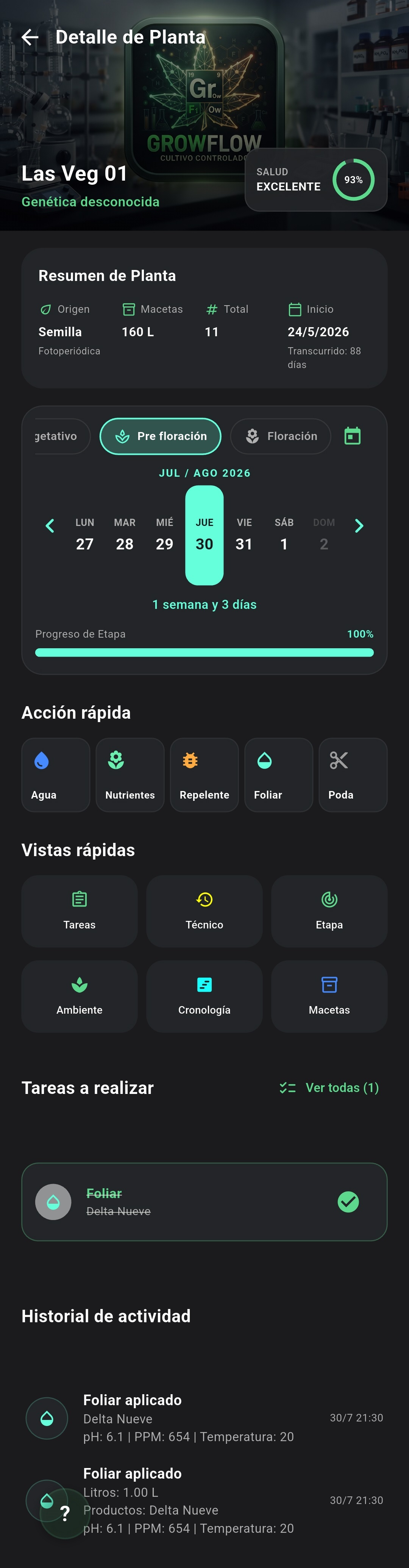 GrowFlow Detalle de Planta
